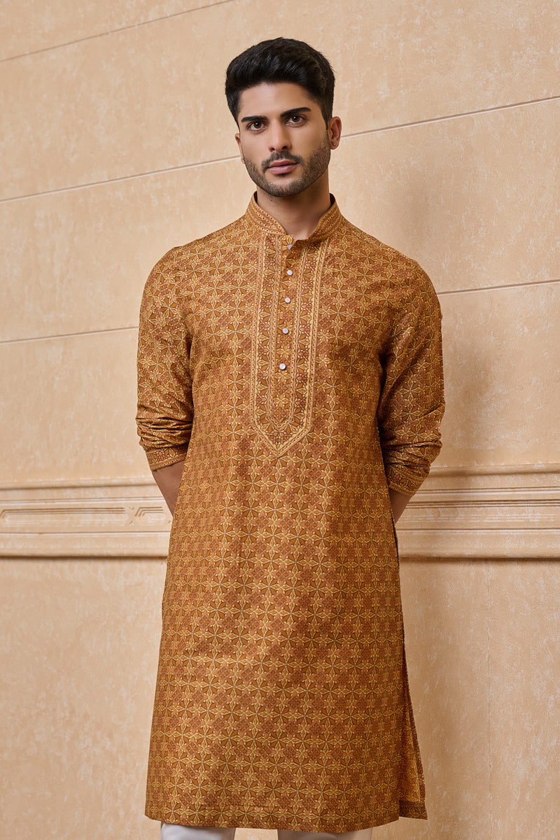 Yellow All Over Printed Kurta Set