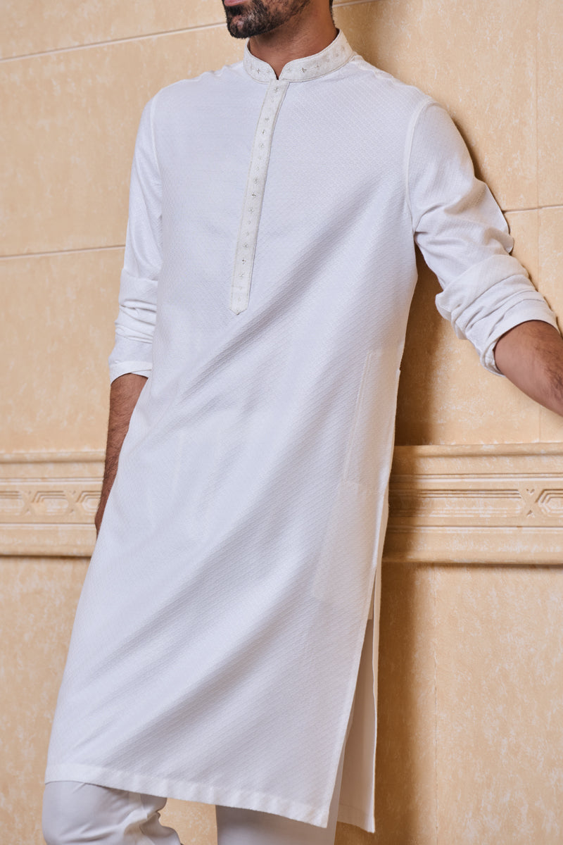 Ivory Jacquard Kurta Set