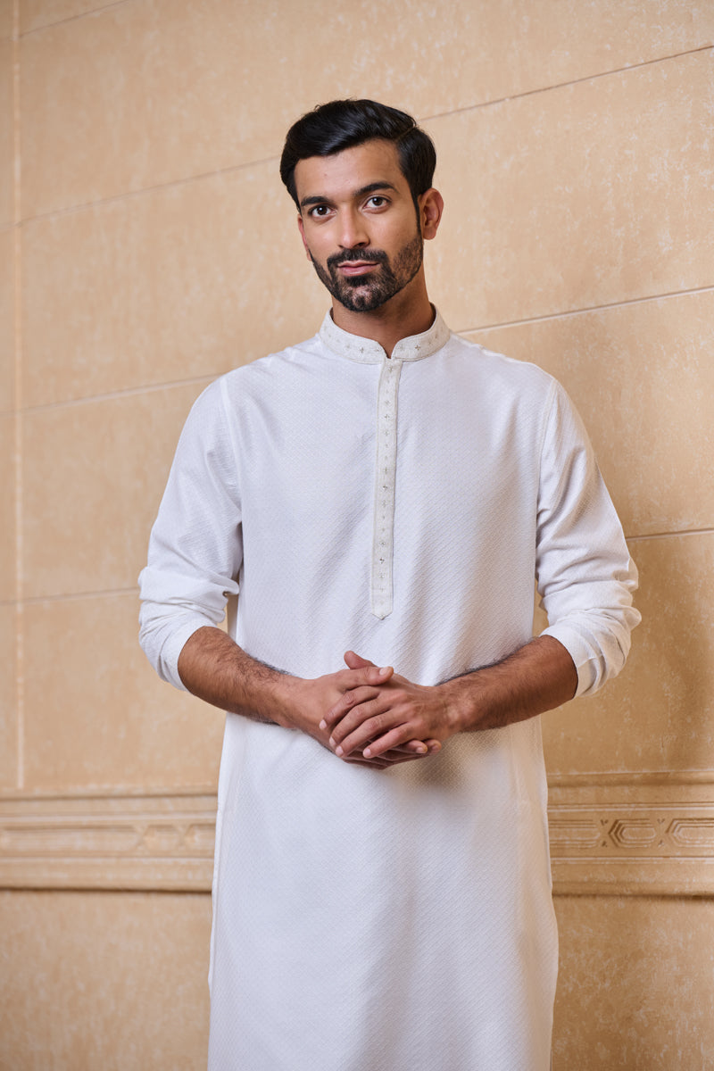 Ivory Jacquard Kurta Set