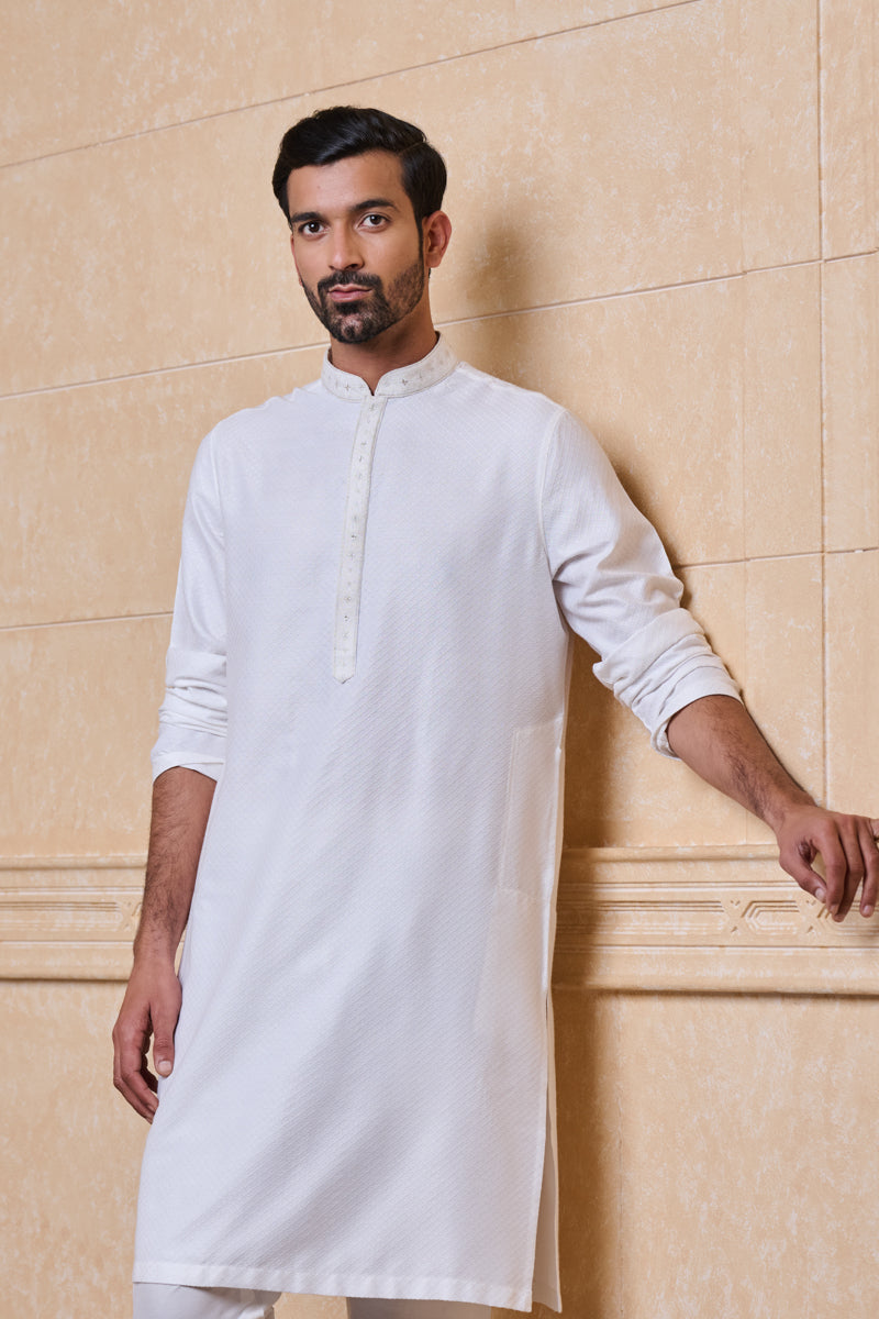 Ivory Jacquard Kurta Set