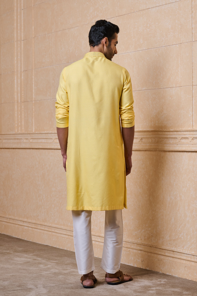 Yellow Jacquard Kurta Set