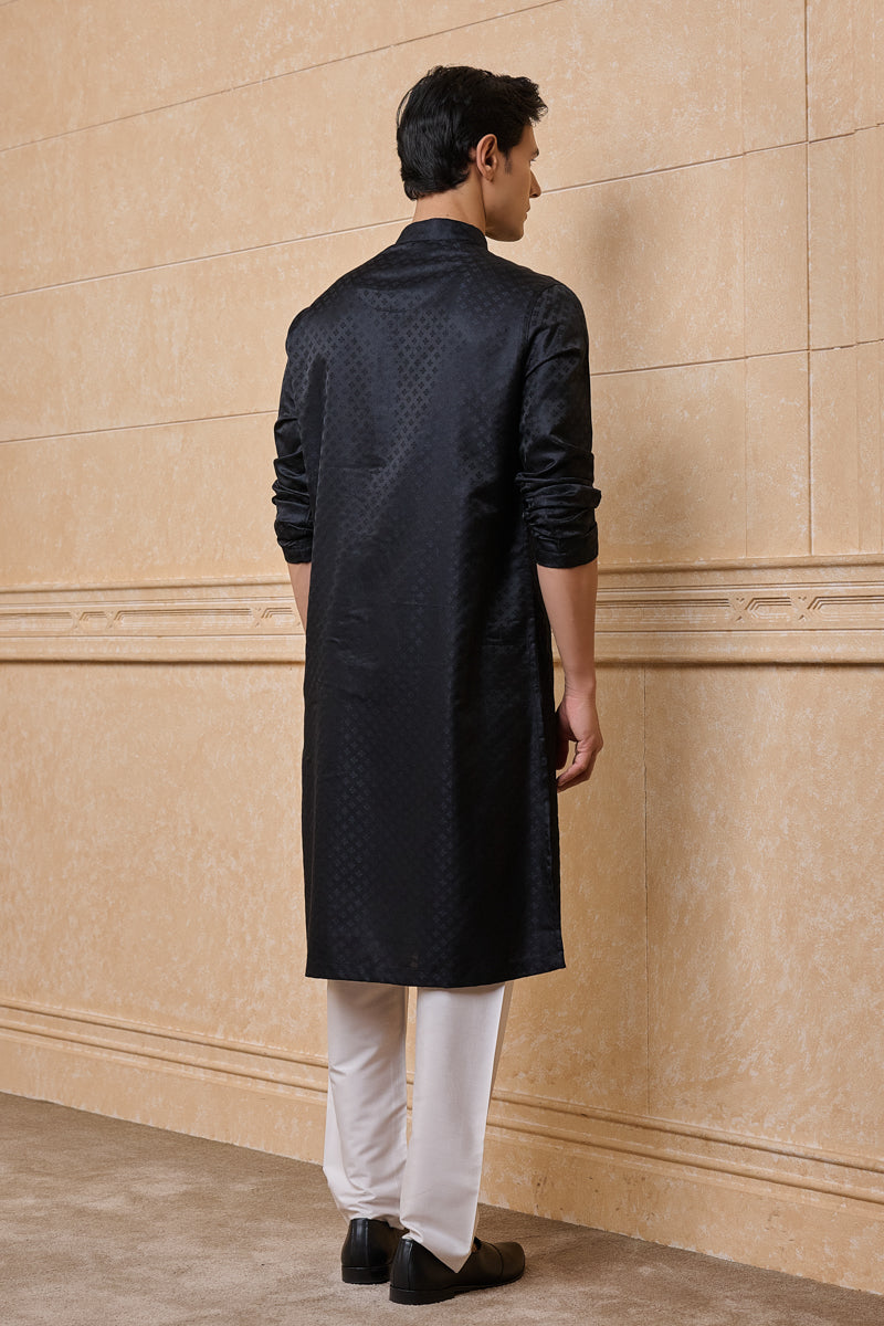 Black Jacquard Kurta Set