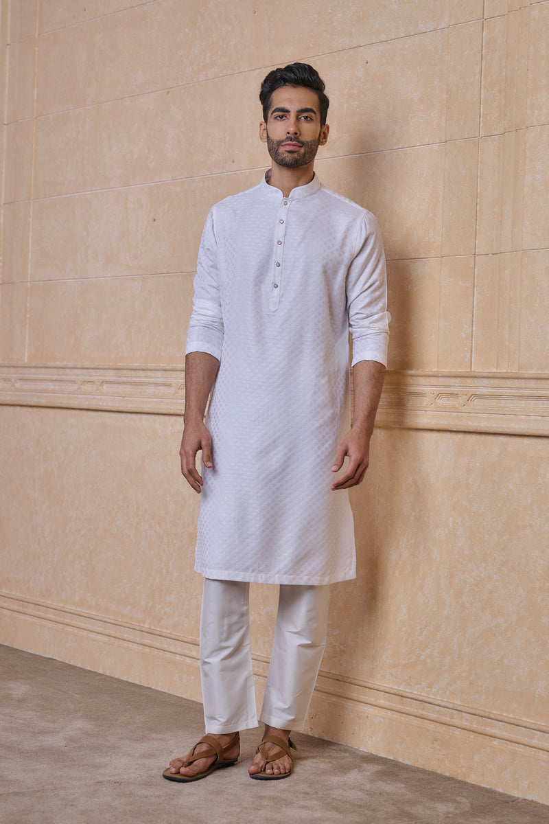 Ivory Jacquard Kurta Set