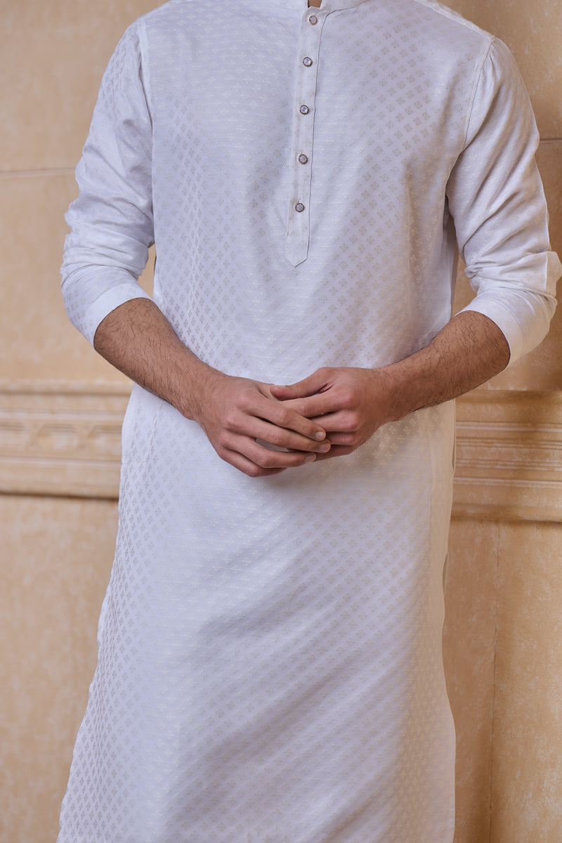 Ivory Jacquard Kurta Set