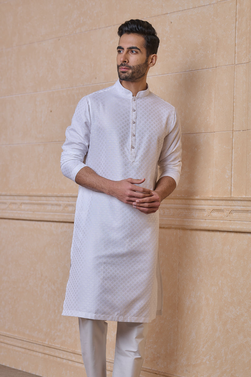 Ivory Jacquard Kurta Set