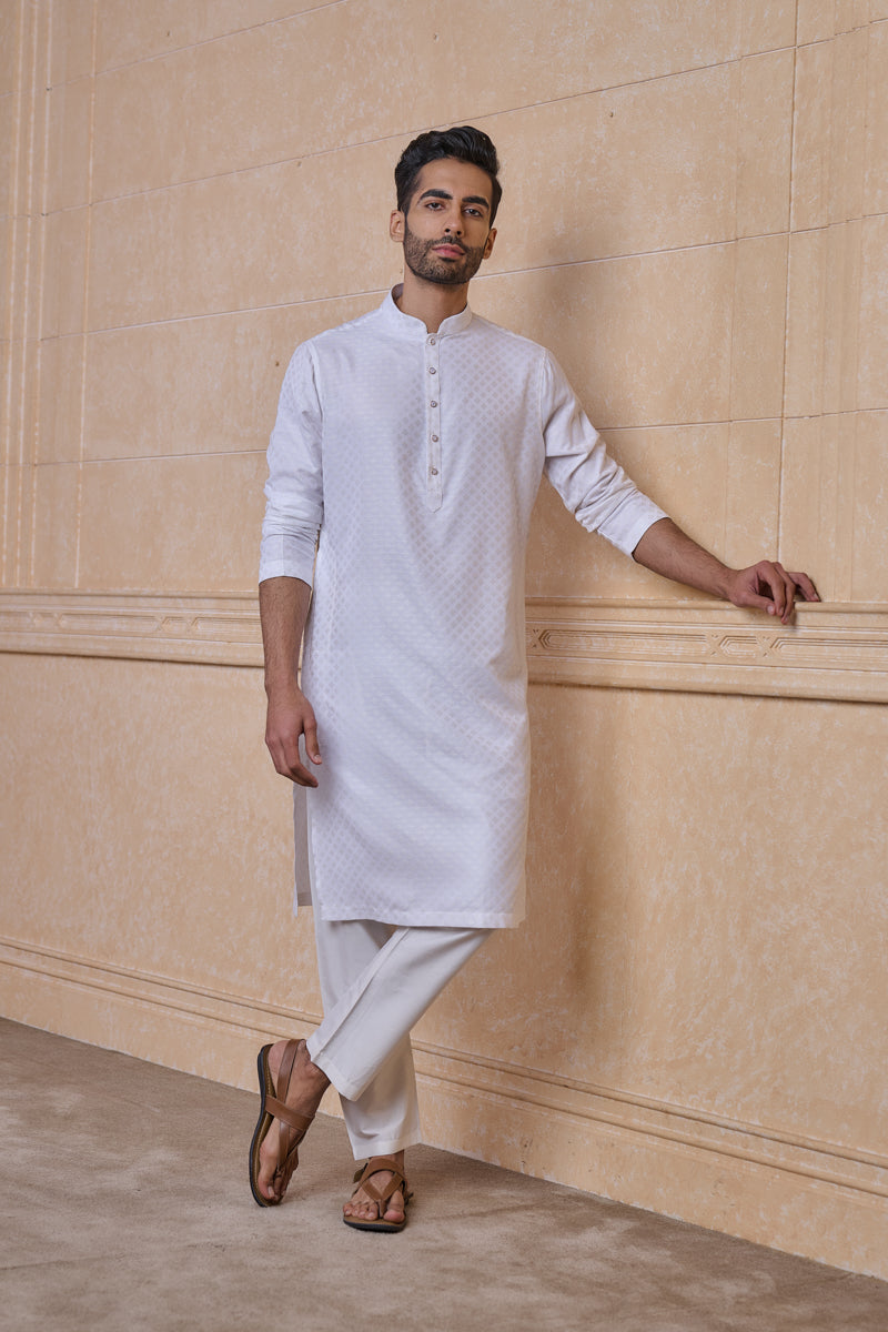 Ivory Jacquard Kurta Set