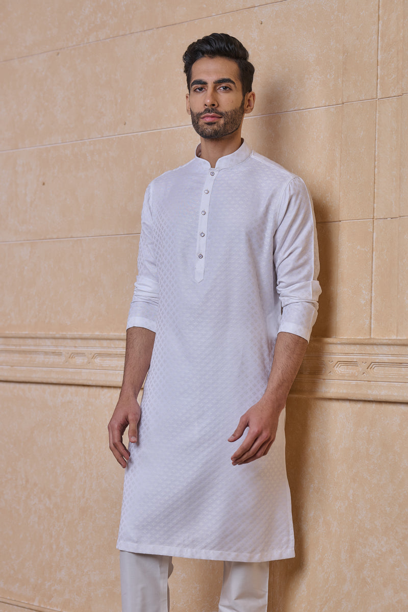 Ivory Jacquard Kurta Set