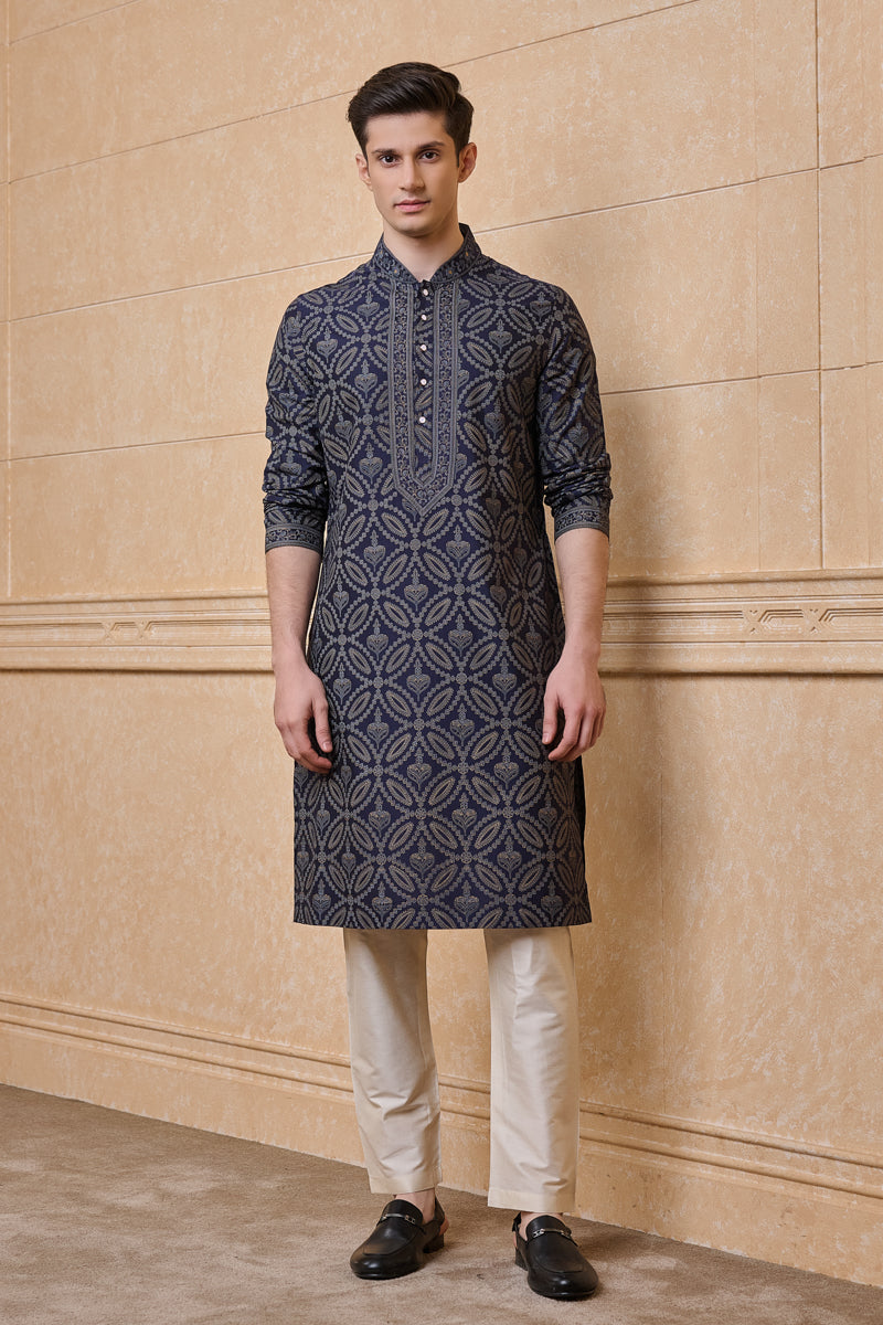 Navy All Over Printed Kurta Set