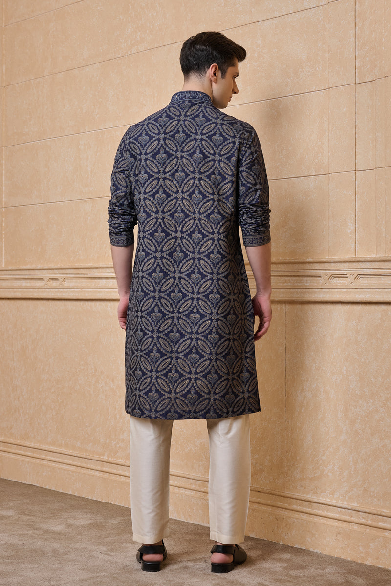 Navy All Over Printed Kurta Set