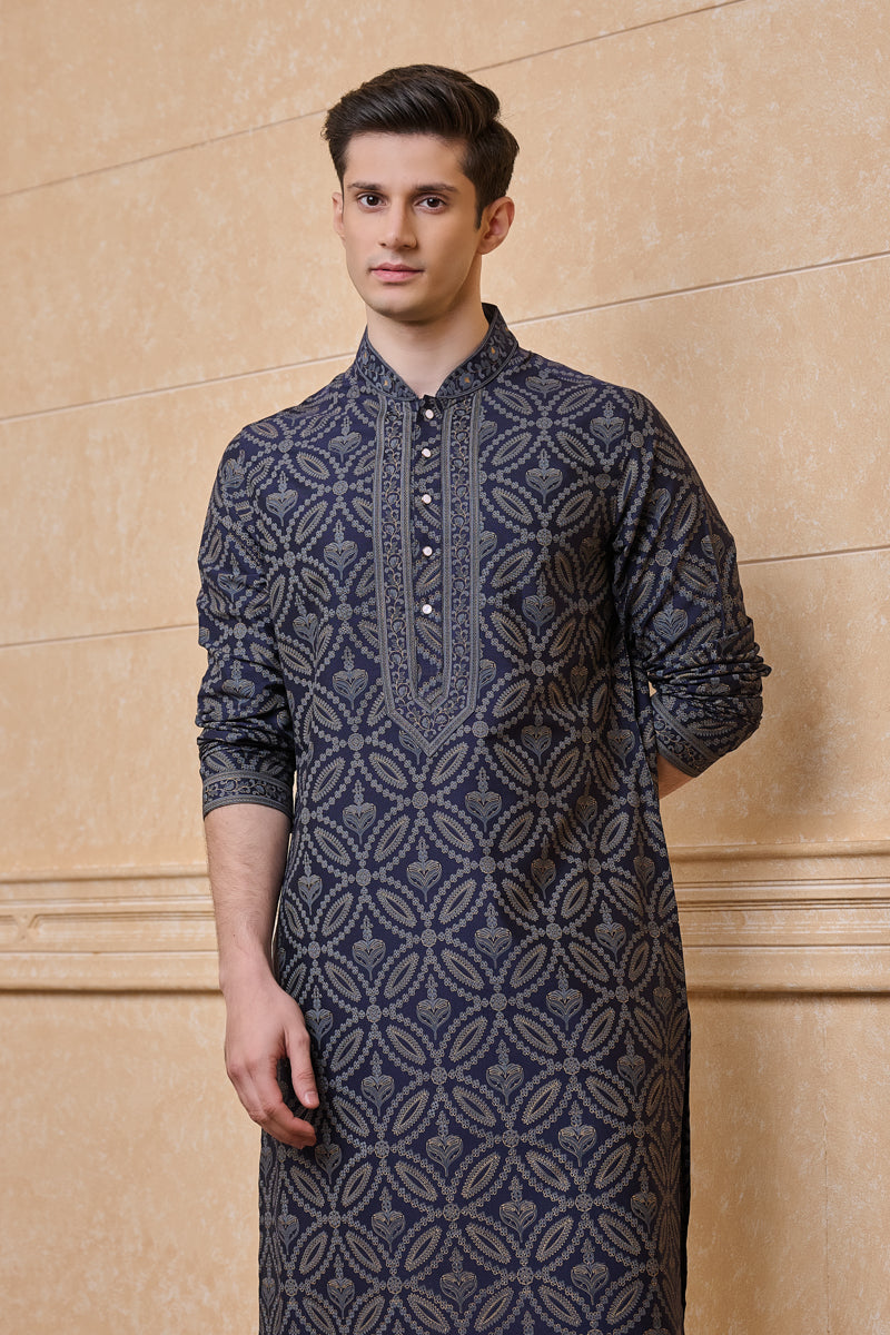 Navy All Over Printed Kurta Set