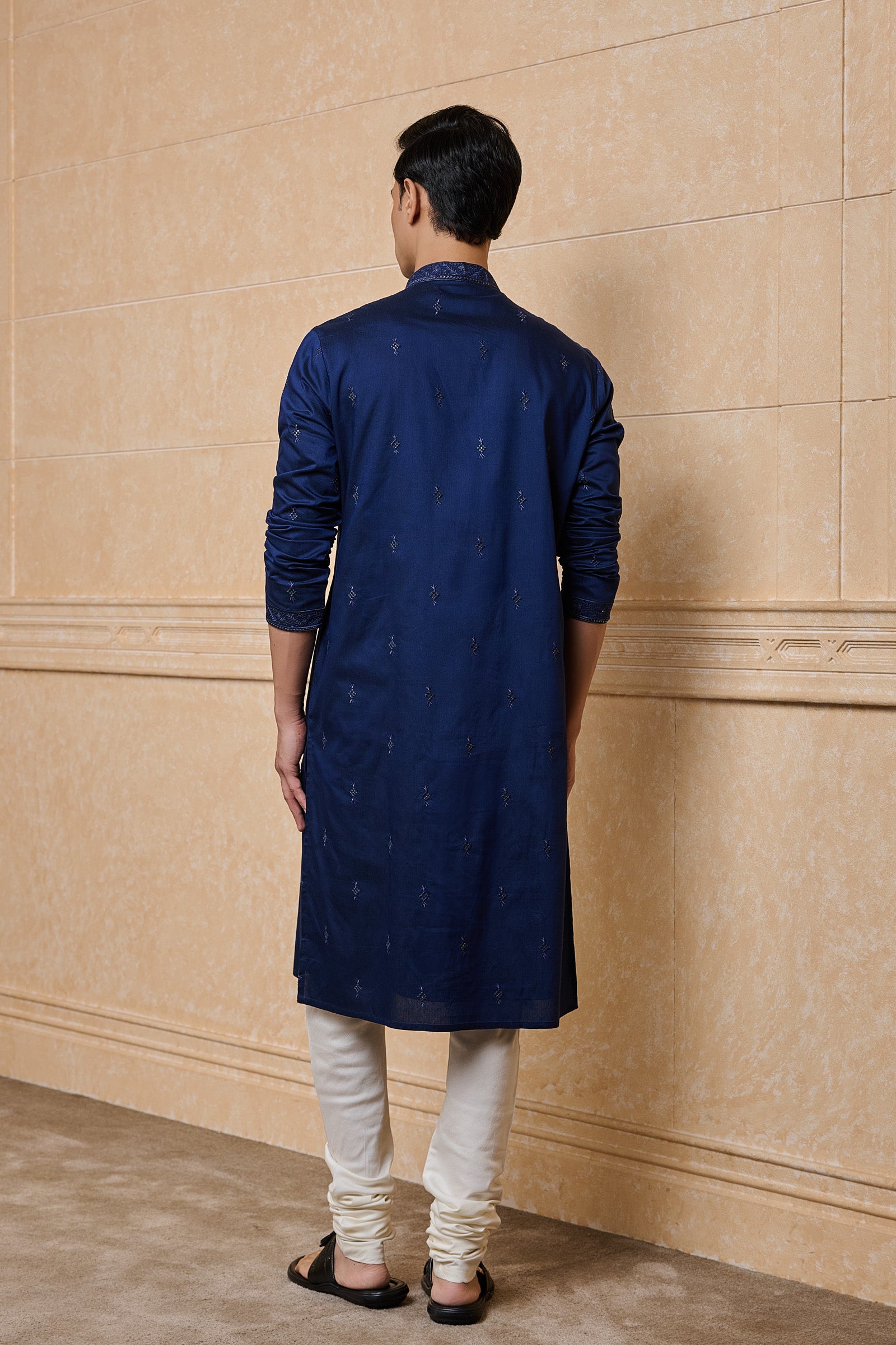 Navy All Over Embroidered Kurta Set