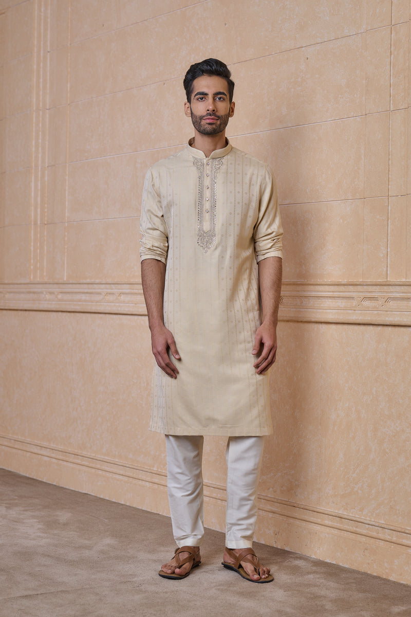 Gold Jaquard Kurta Set