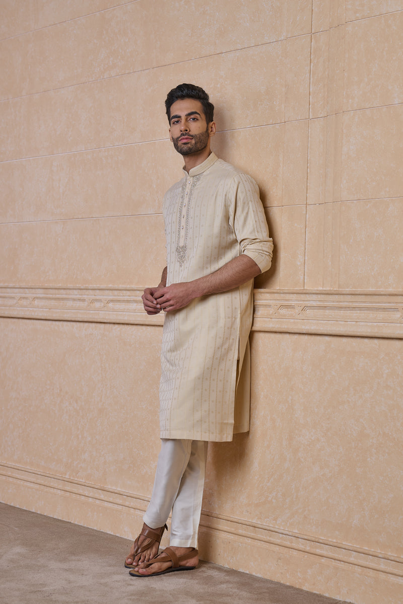 Gold Jaquard Kurta Set