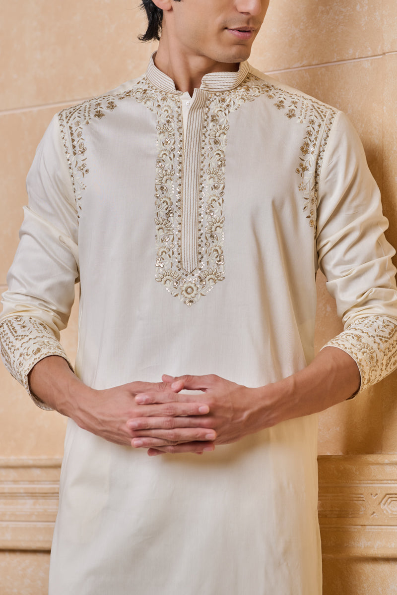 Ivory All Over Embroidered Kurta Set