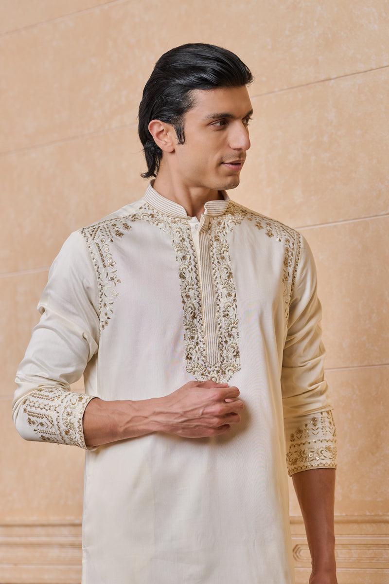 Ivory All Over Embroidered Kurta Set