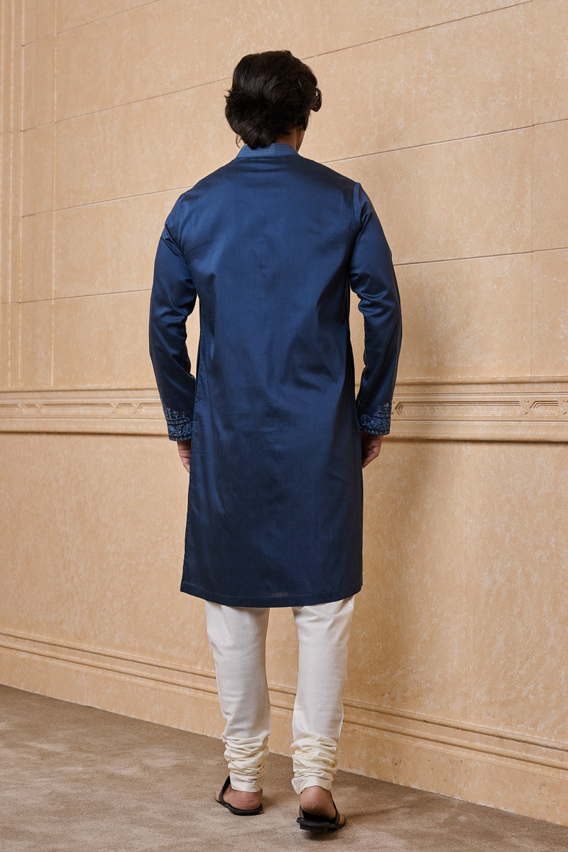 Navy All Over Embroidered Kurta Set