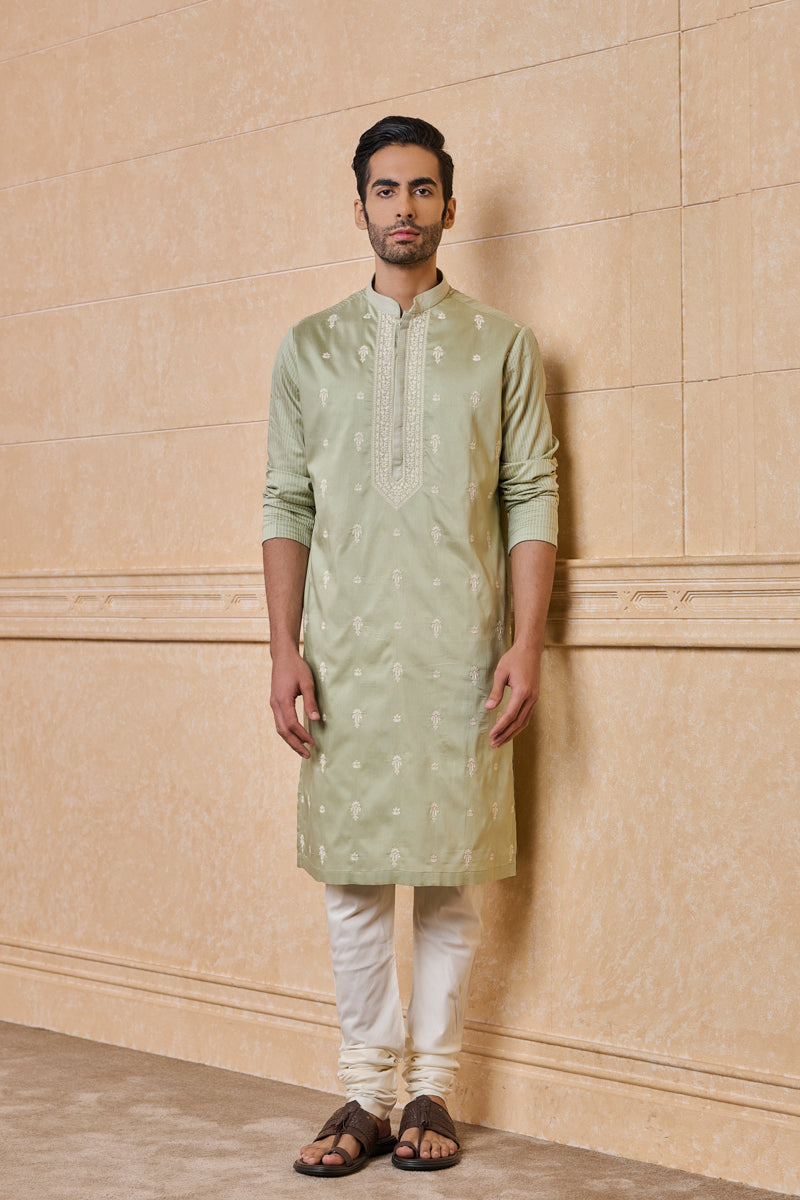 Green All Over Embroidered Kurta Set