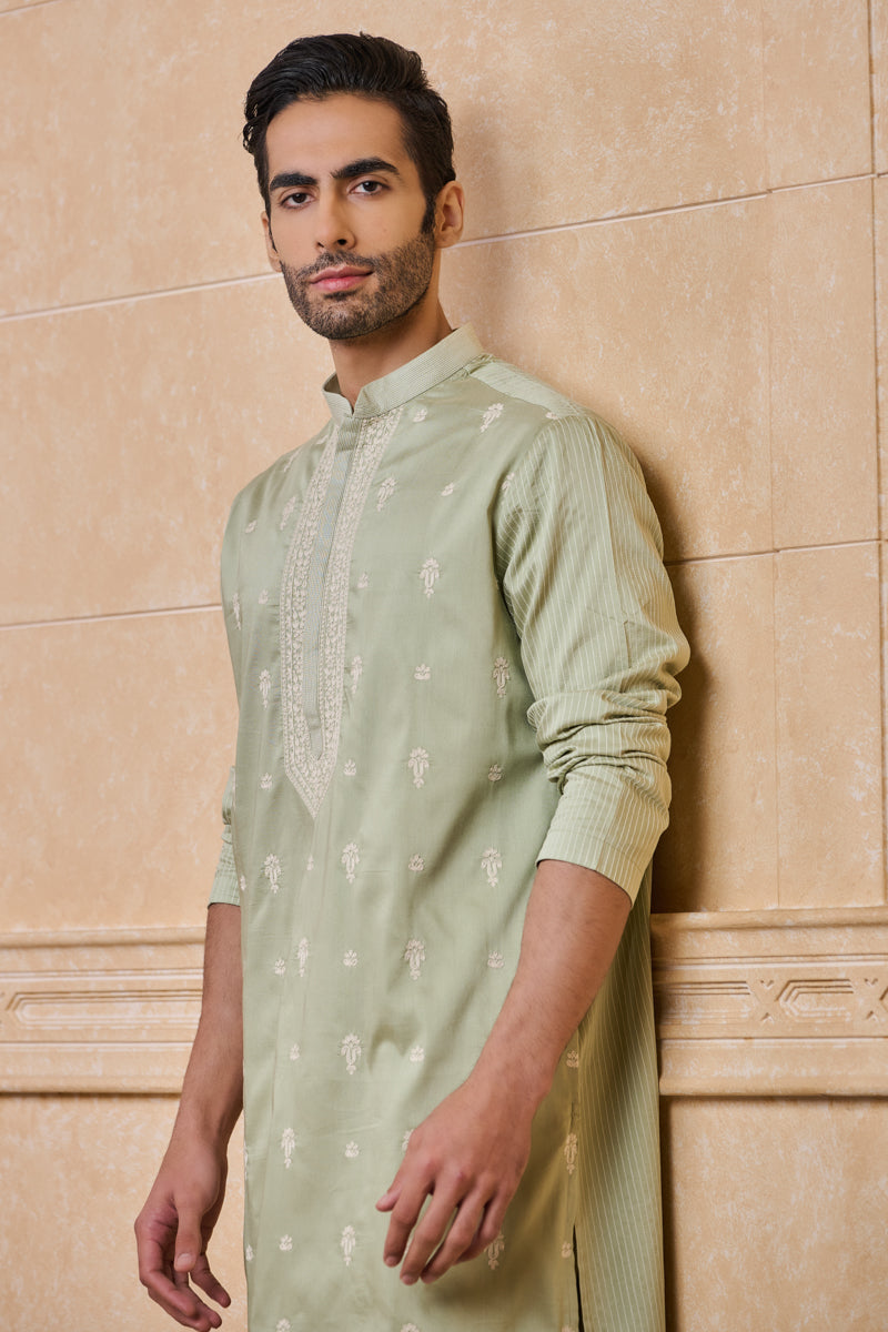 Green All Over Embroidered Kurta Set