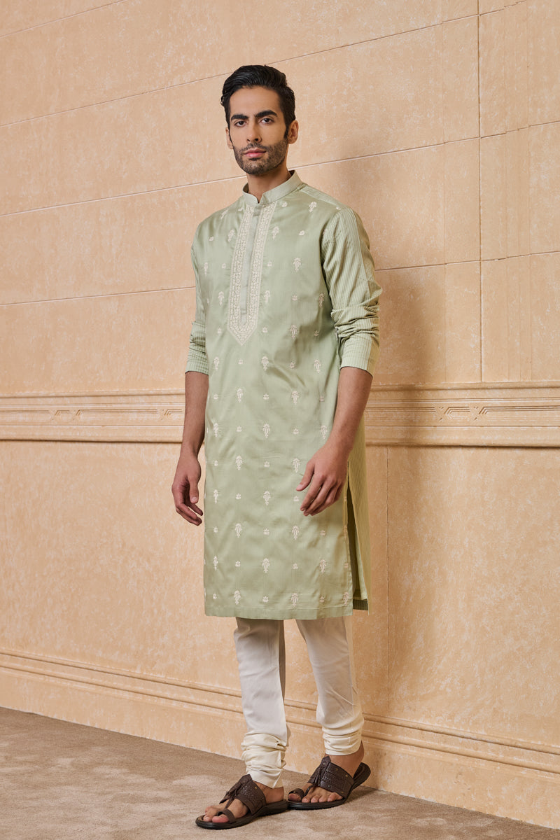 Green All Over Embroidered Kurta Set