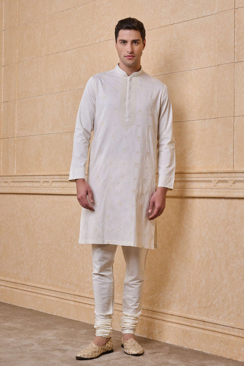 Ivory All Over Embroidered Kurta Set