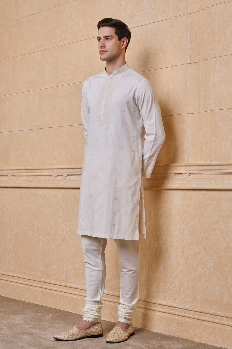 Ivory All Over Embroidered Kurta Set