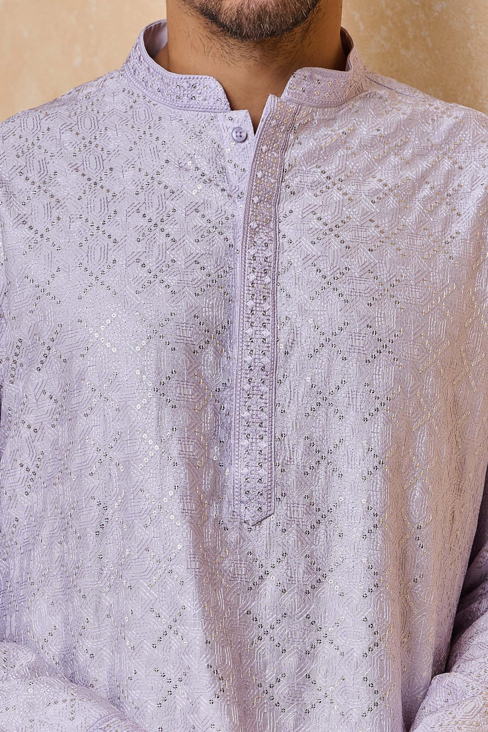 Lilac All Over Embroidered Kurta Set