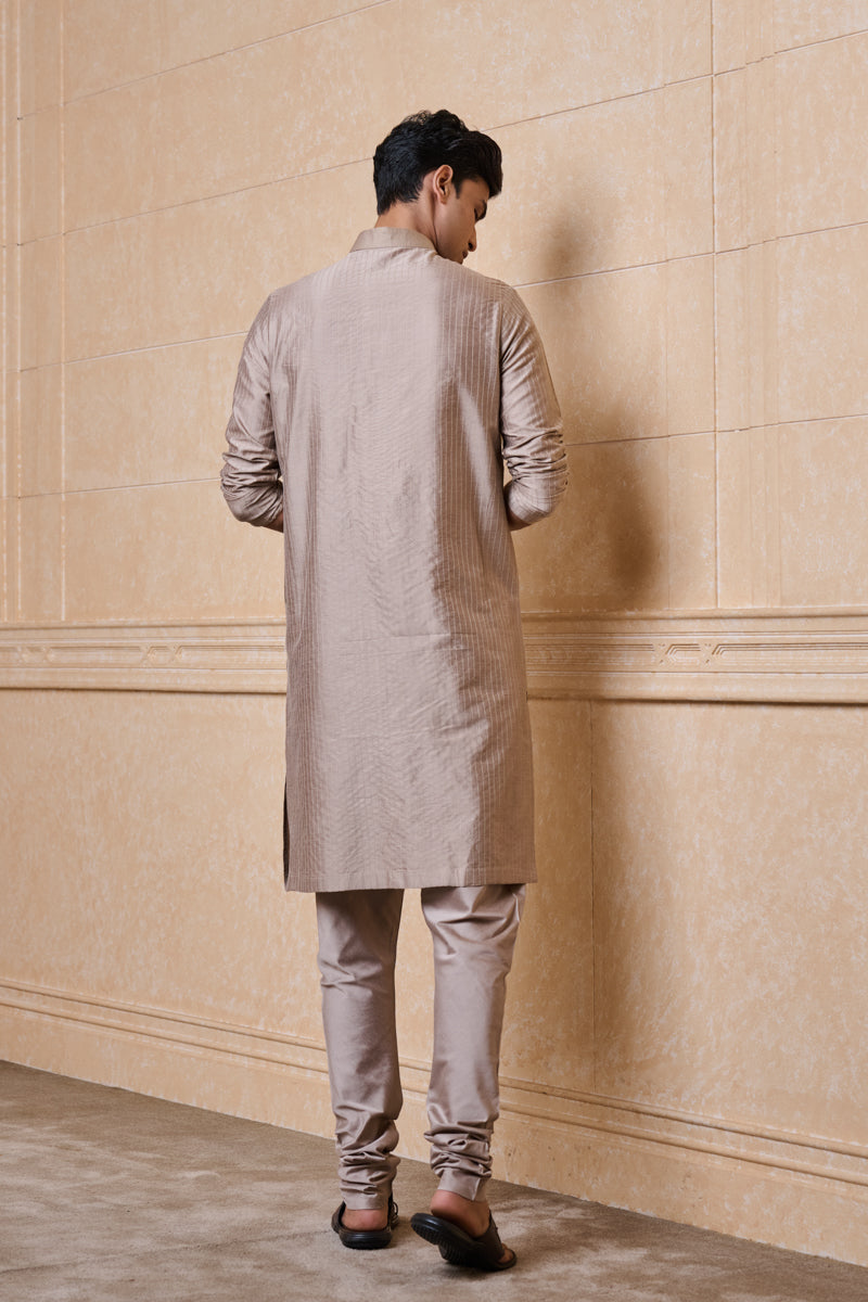 Beige Kurta Set With Textured Detailing