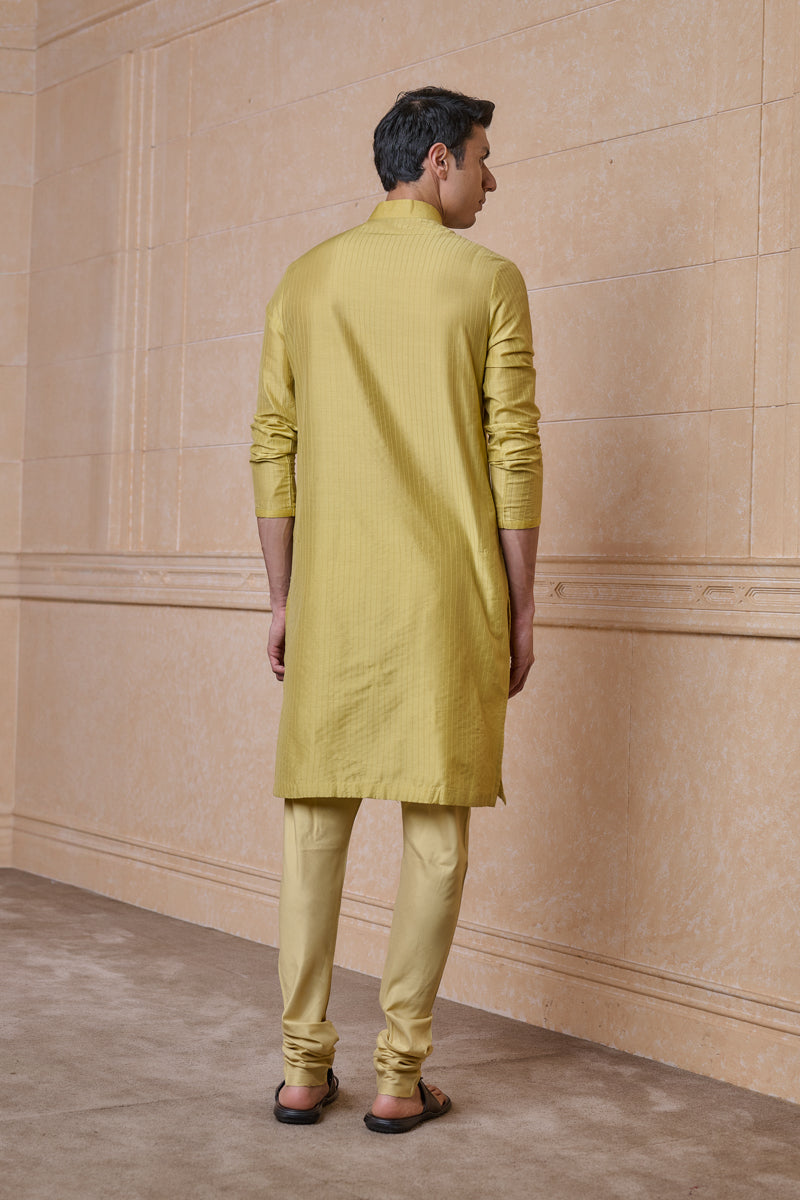 Yellow Kurta Set With Textured Detailing