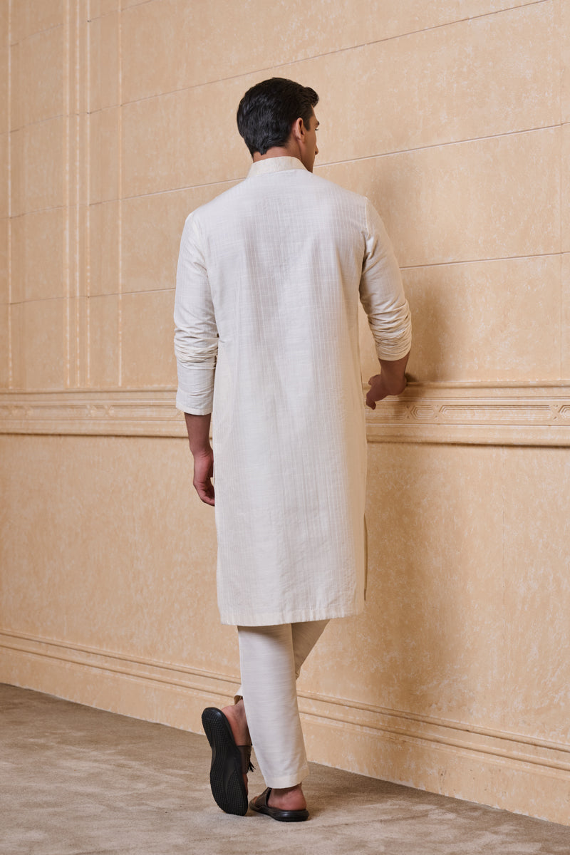 Ivory Kurta Set With Textured Detailing