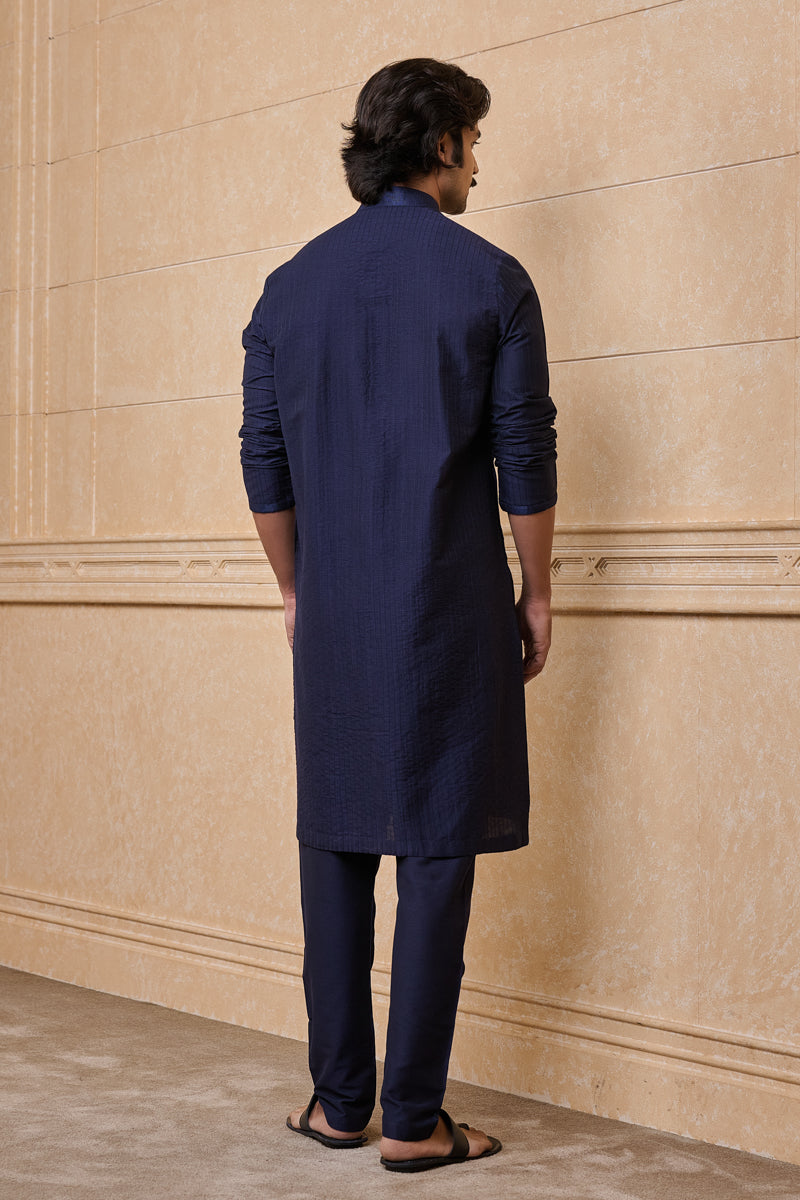 Navy Kurta Set With Texturing Detail