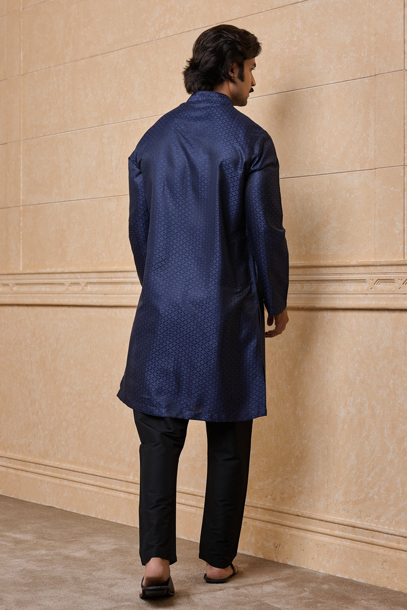 Navy Jacquard Kurta Set