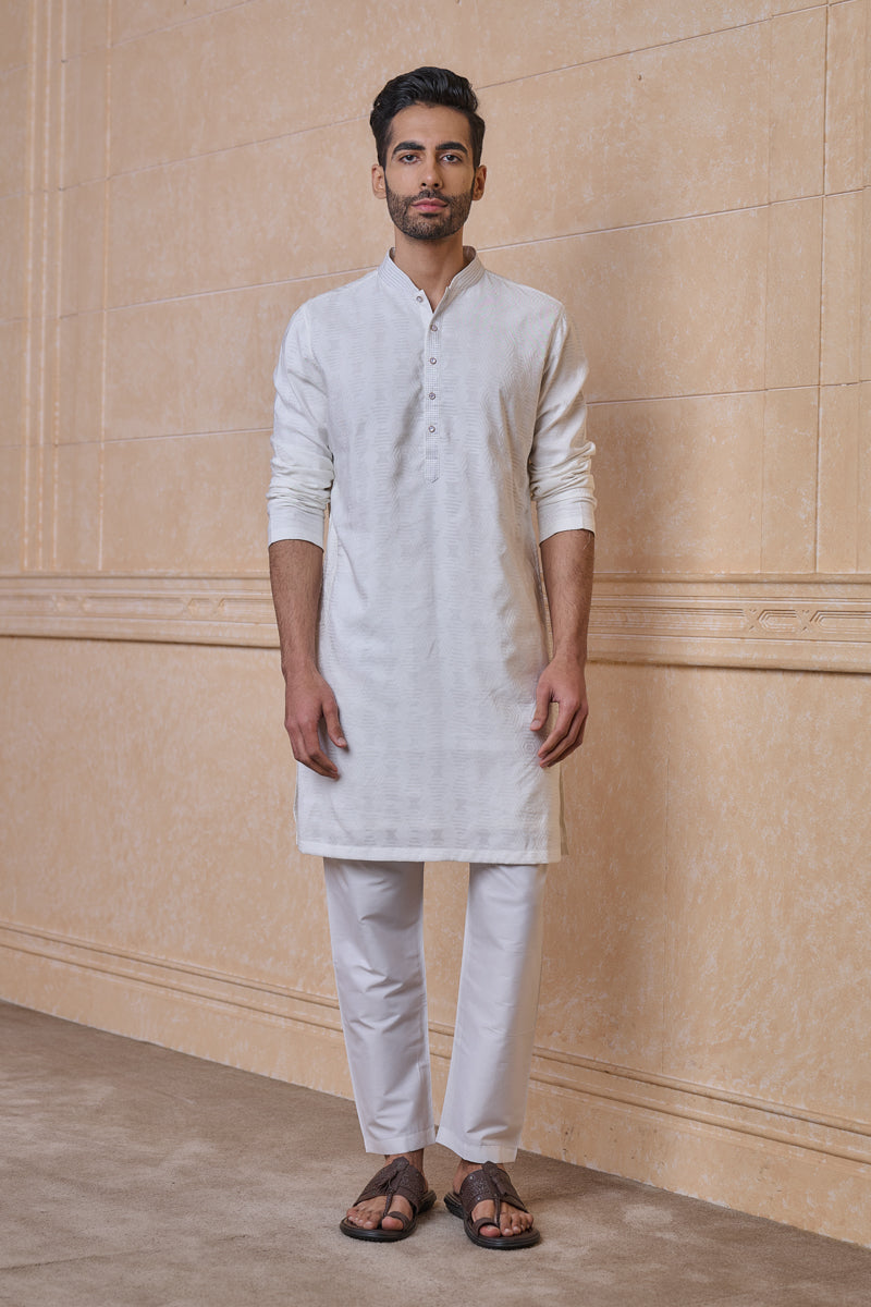 Ivory Jacquard Kurta Set