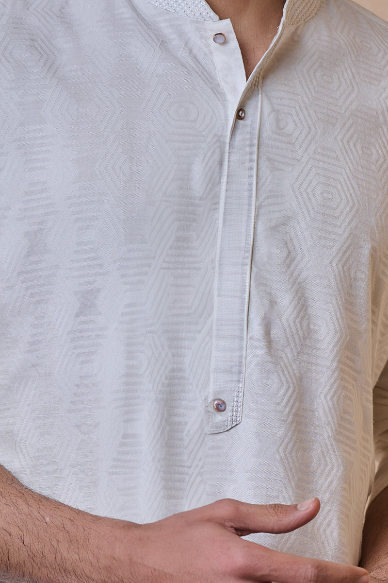 Ivory Jacquard Kurta Set