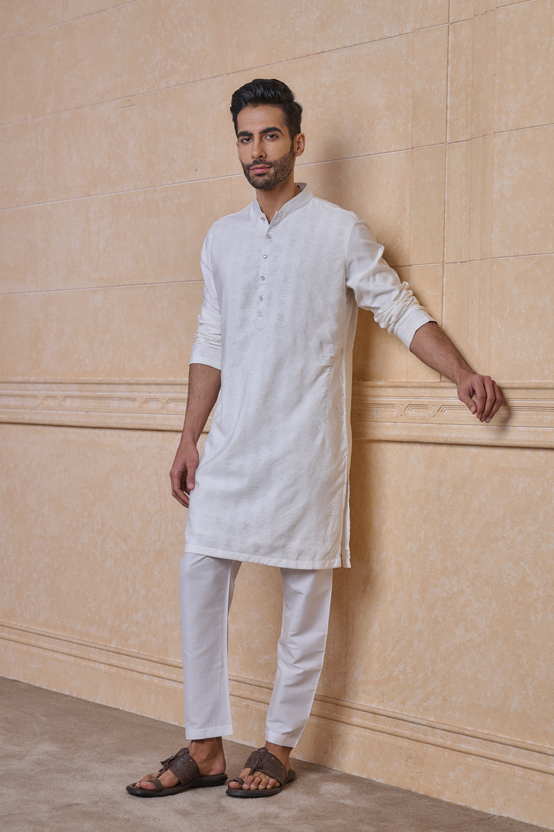 Ivory Jacquard Kurta Set