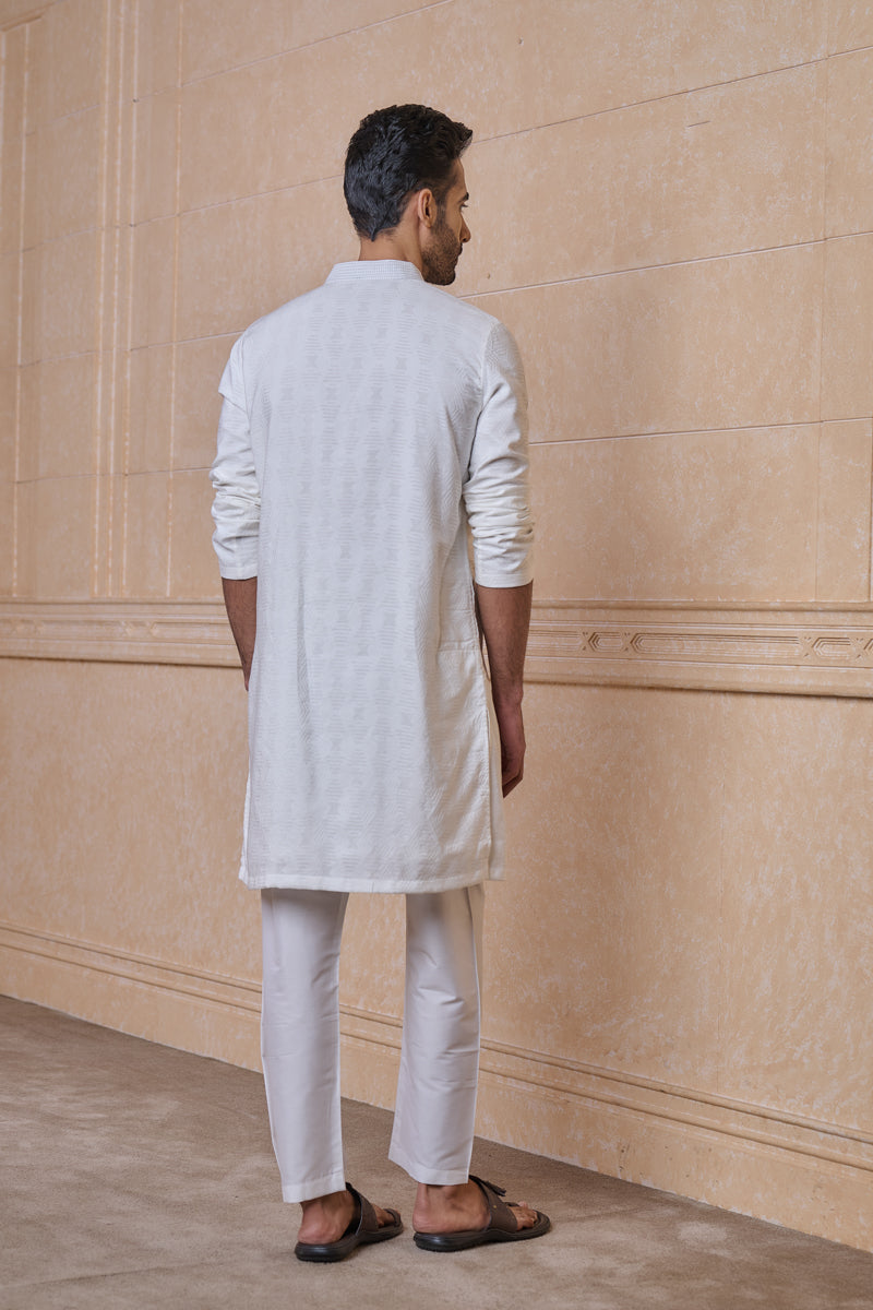 Ivory Jacquard Kurta Set