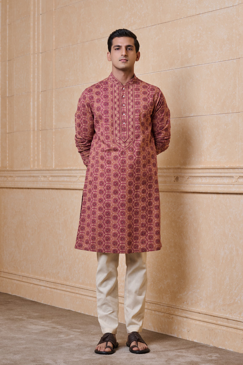 Rust All Over Printed Kurta Set