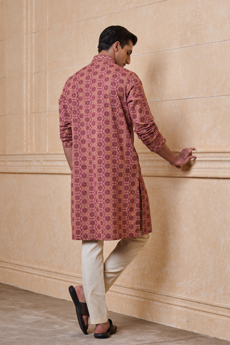 Rust All Over Printed Kurta Set