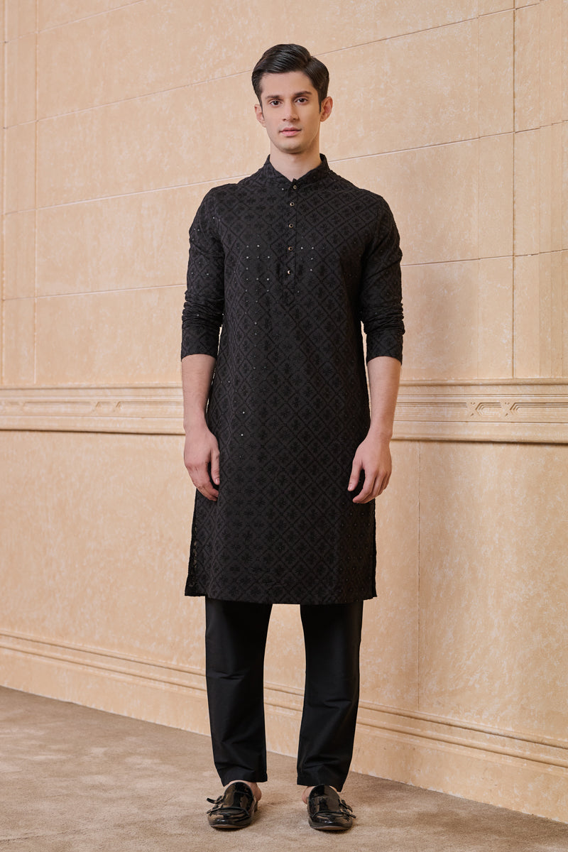 Black Schiffili Kurta Set