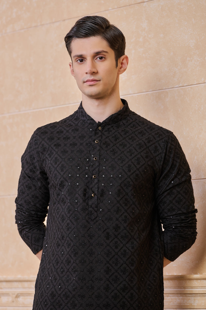 Black Schiffili Kurta Set