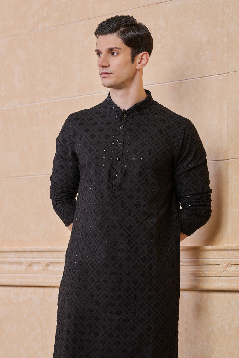 Black Schiffili Kurta Set