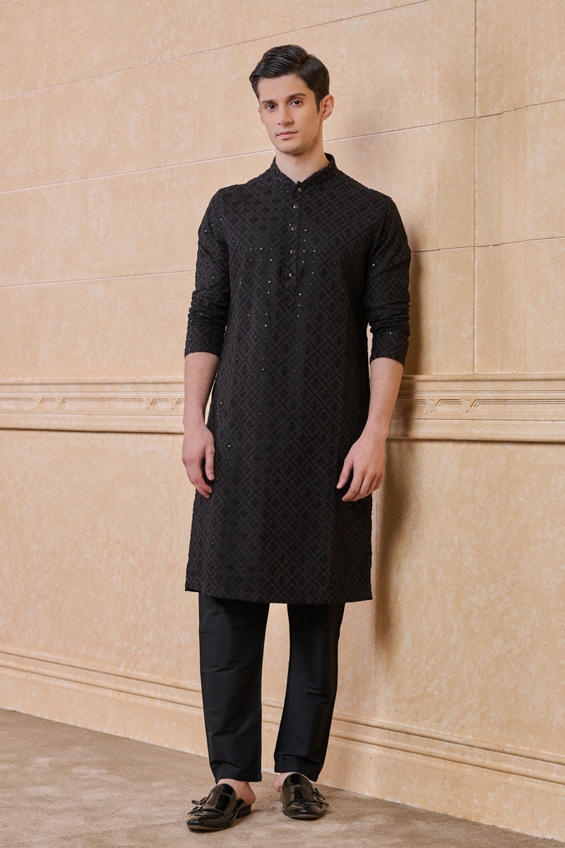 Black Schiffili Kurta Set