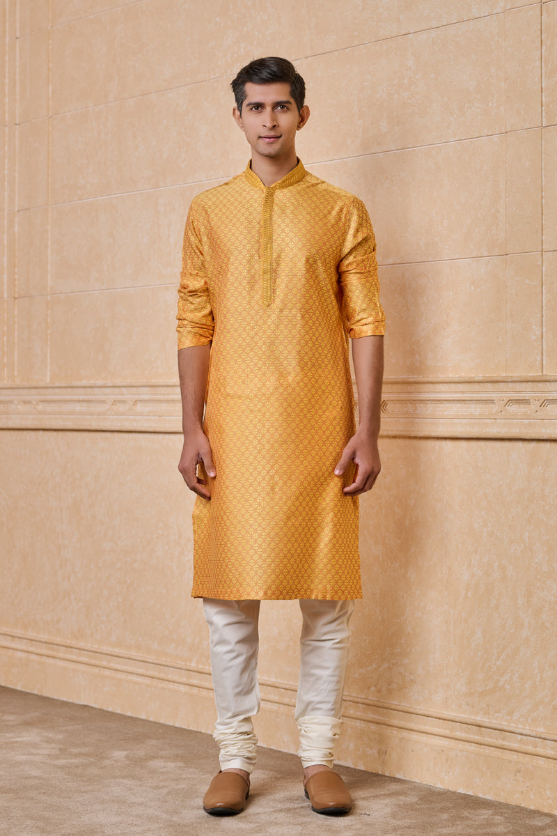 Gold All Over Textured Kurta Set