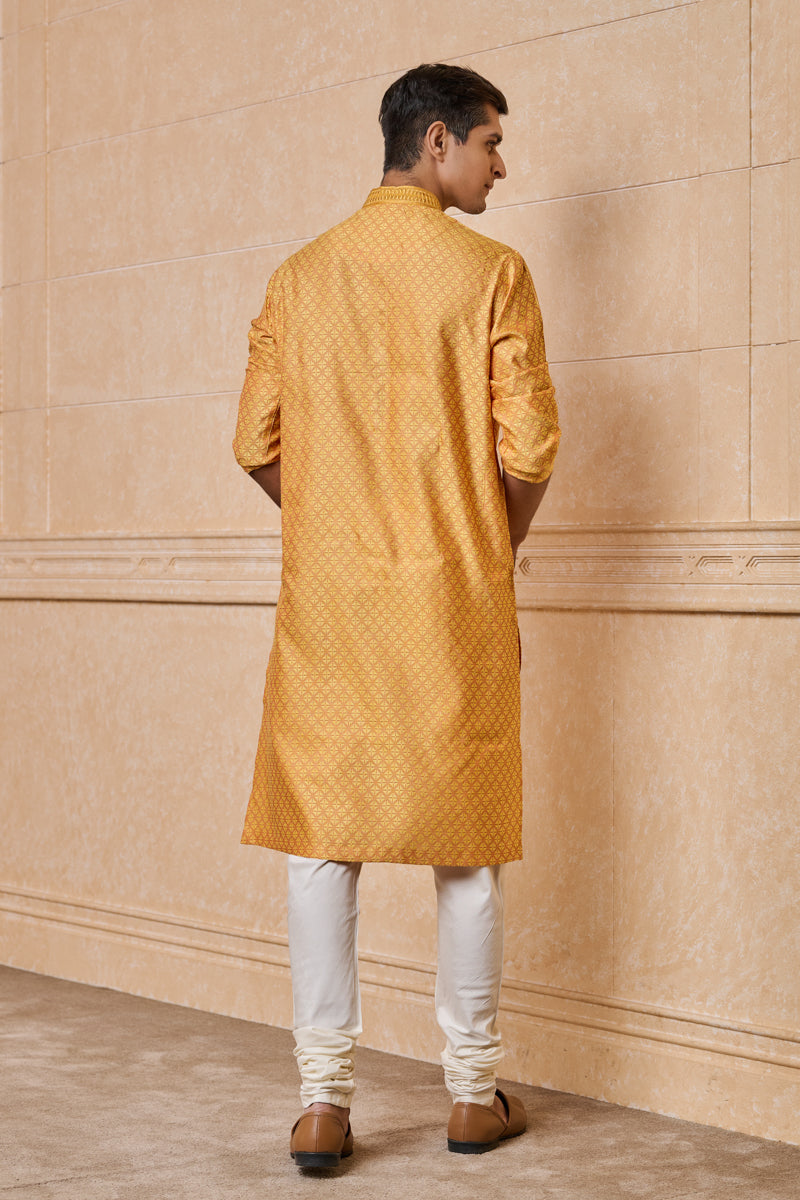 Gold All Over Textured Kurta Set