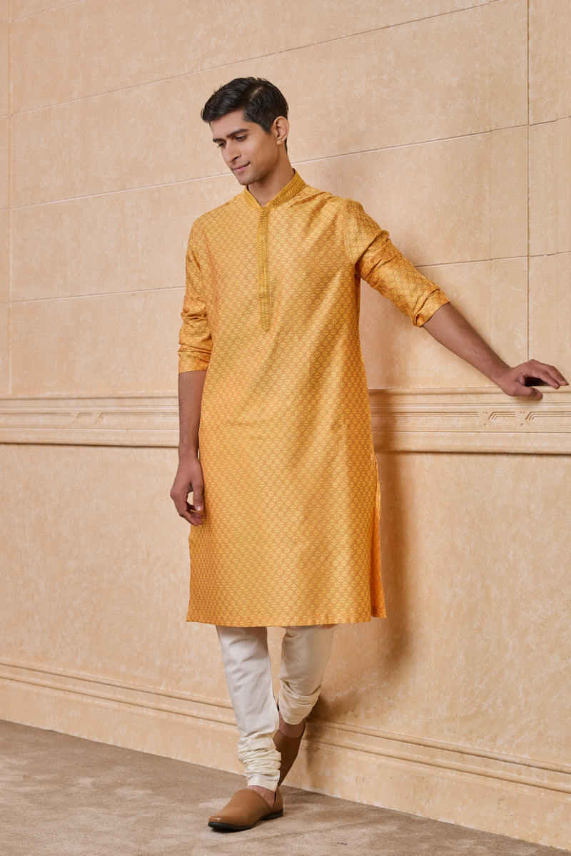 Gold All Over Textured Kurta Set