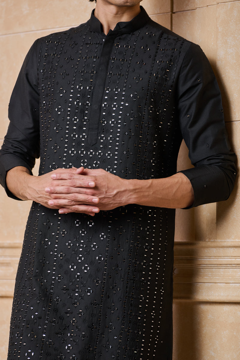 Black All Over Mirror Kurta Set