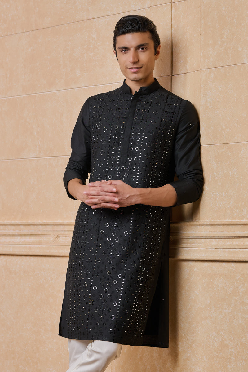 Black All Over Mirror Kurta Set