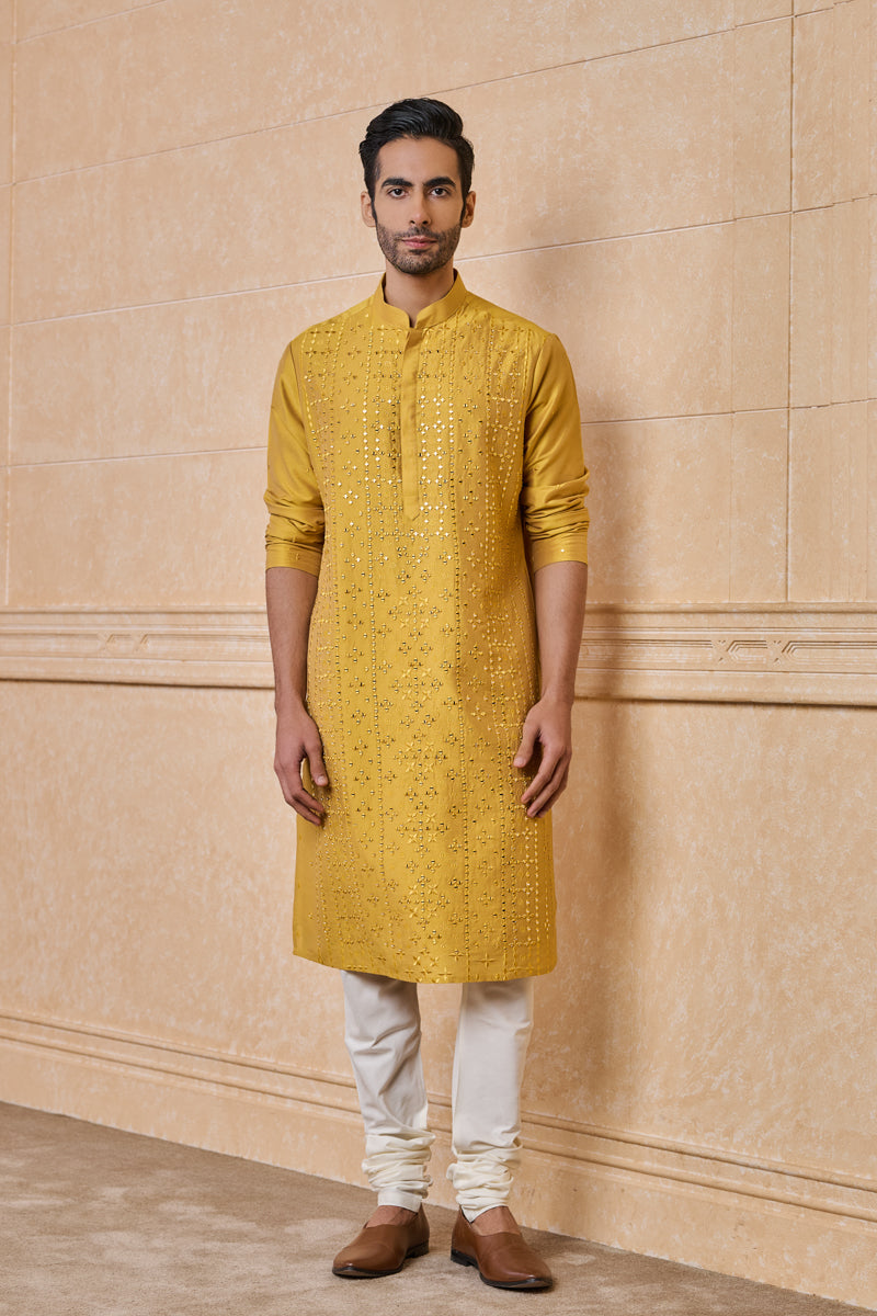 Yellow All Over Mirror Kurta Set