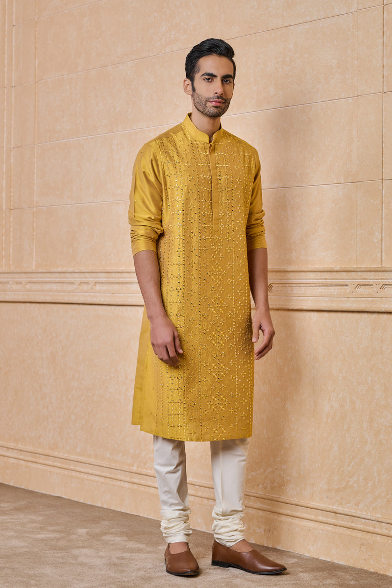 Yellow All Over Mirror Kurta Set