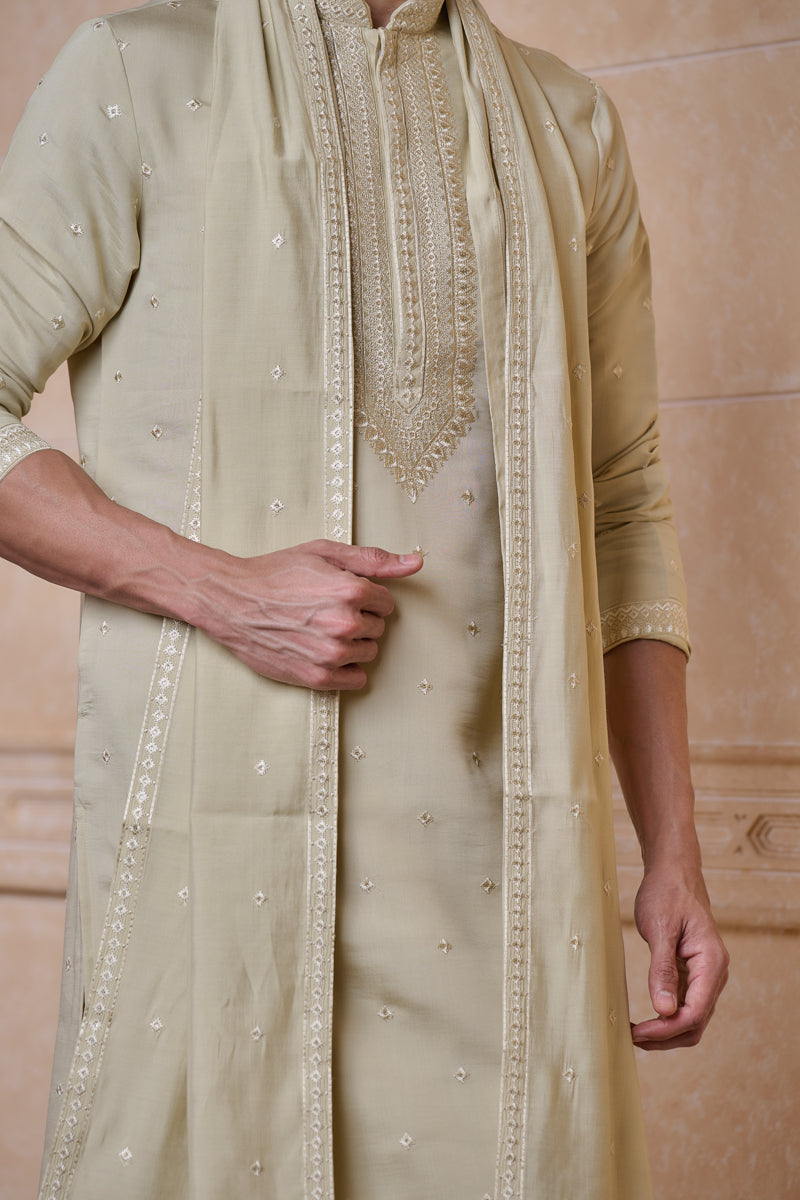 Ivory All Over Embroidered Kurta Set