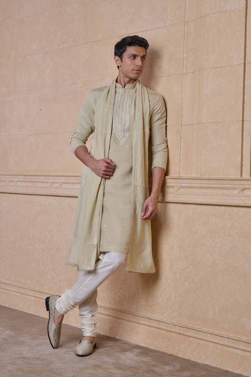 Ivory All Over Embroidered Kurta Set